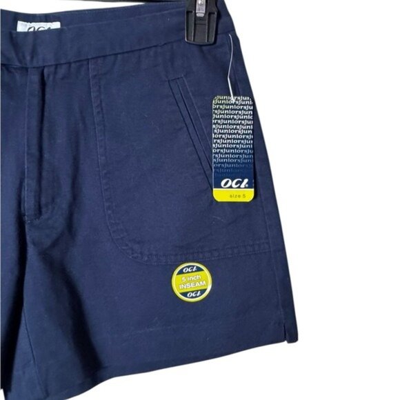 Womens Chino Shorts Size 5 Preppy Y2K Mid Rise Navy Blue Academia - Picture 2 of 7